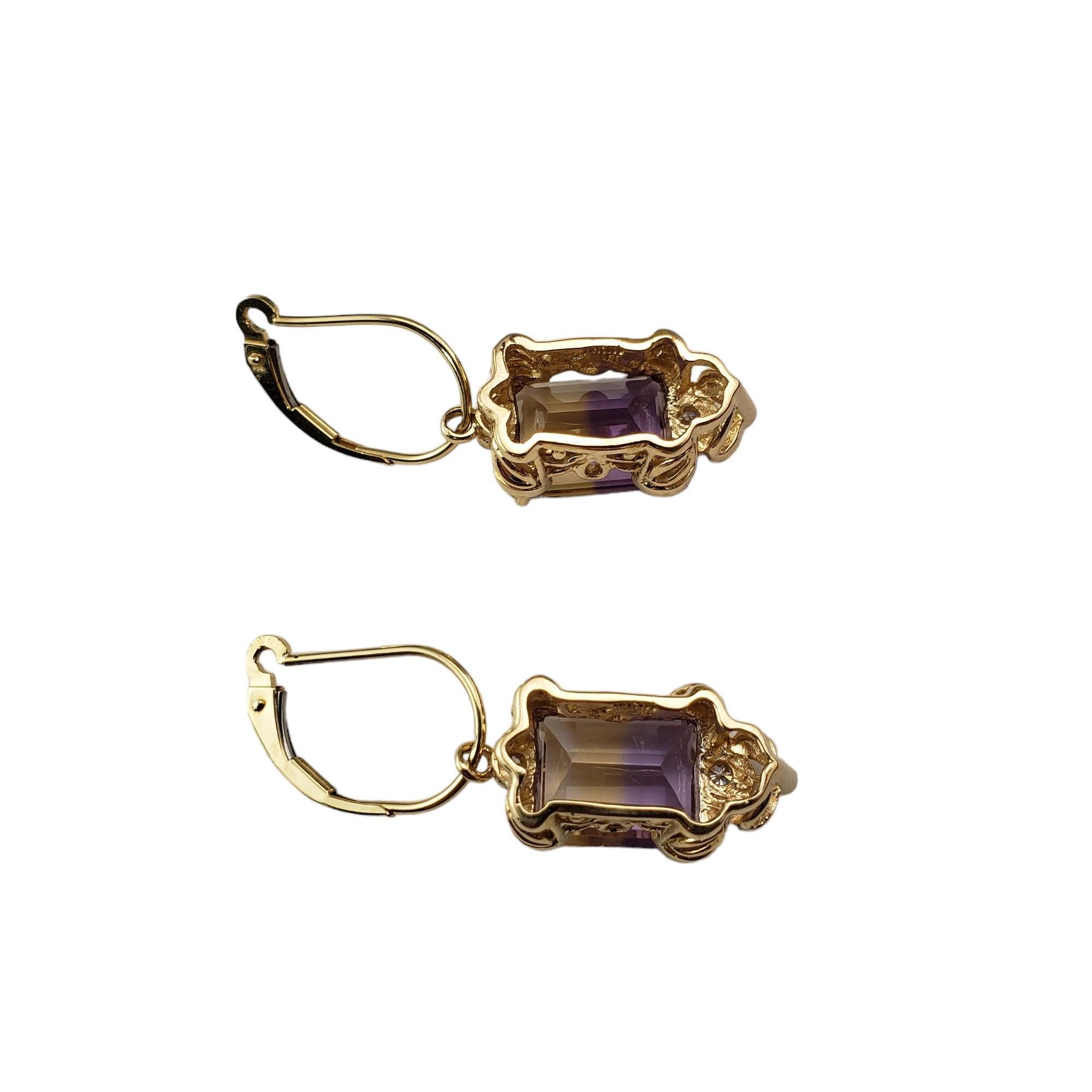 14K Yellow Gold Ametrine & Diamond Earrings  #17079 In Good Condition For Sale In Washington Depot, CT