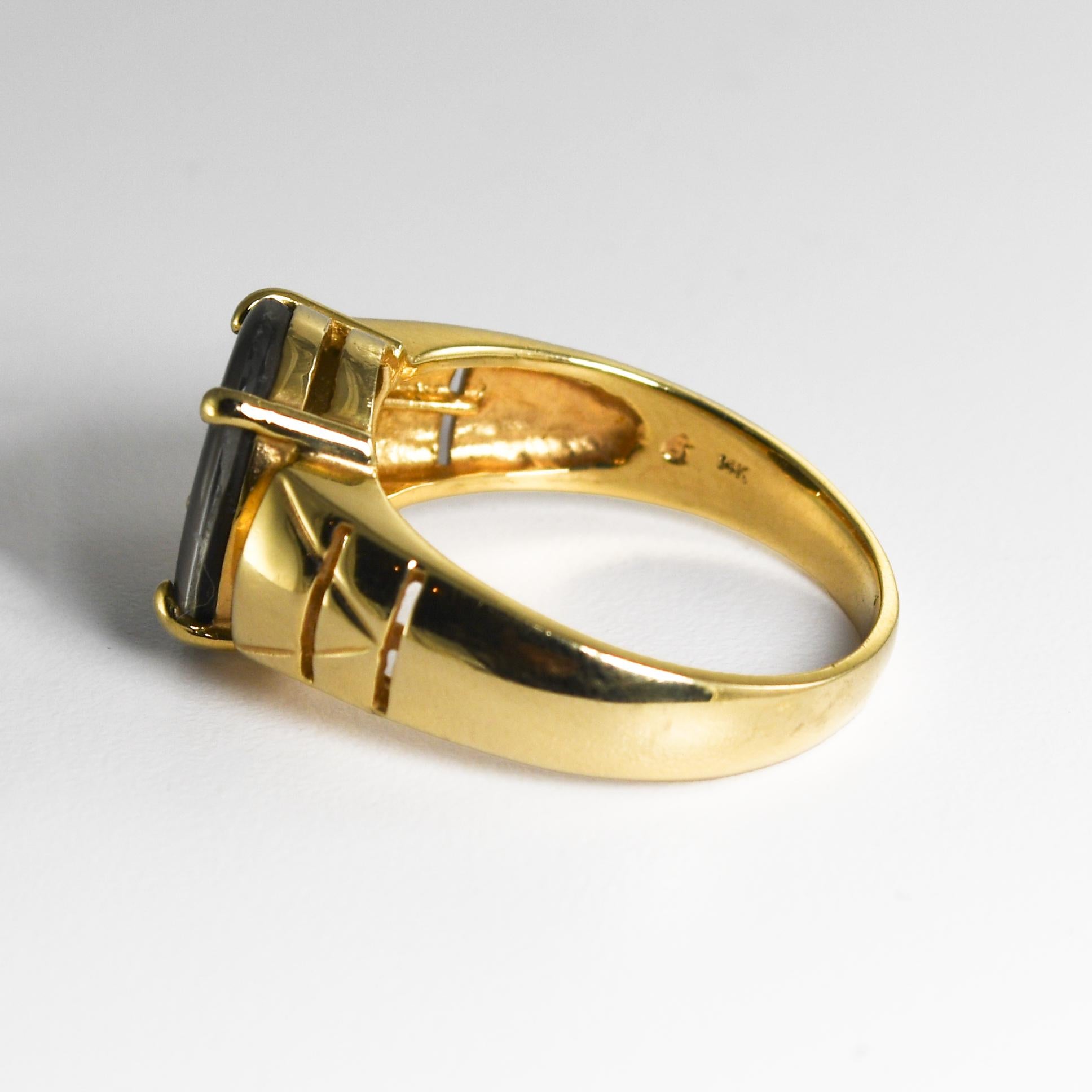 14K Yellow Gold Ammolite Ring 5.1g For Sale 1
