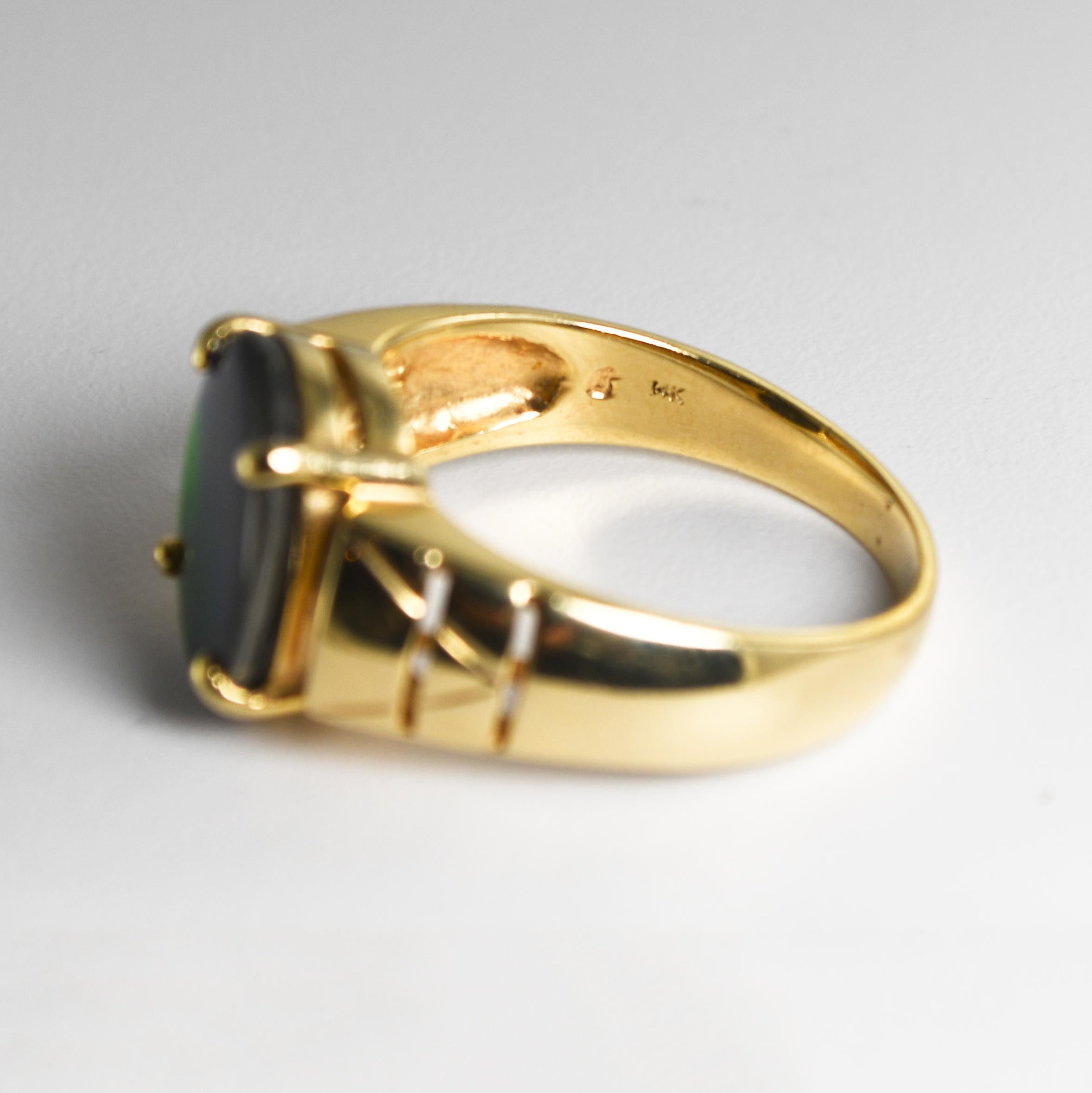 14K Yellow Gold Ammolite Ring 5.1g For Sale 3