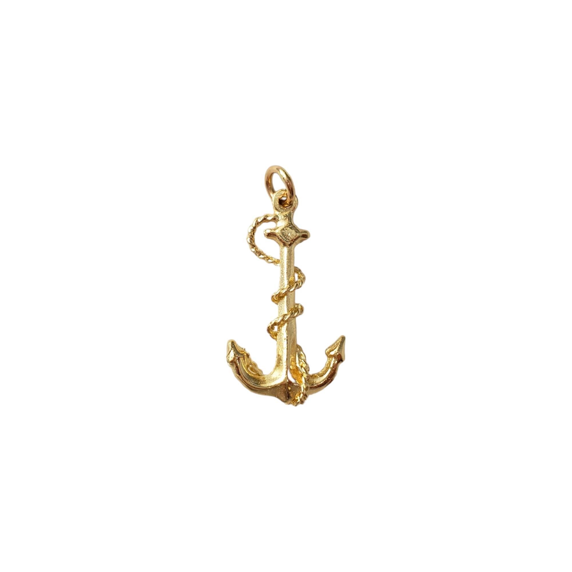 Vintage 14K Yellow Gold Anchor Charm -

This elegant charm is crafted in meticulously detailed solid 14K yellow gold. 
 
Size:  27.43mm X 2.95mm

Weight:  1.6dwt. /  2.5 gr.

Marked: 14K

Very good condition, professionally polished.

Will come