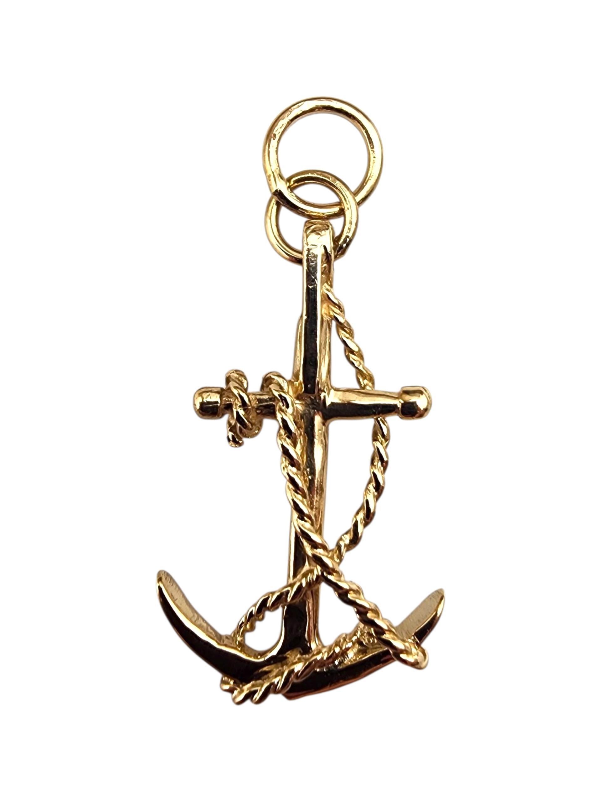 Charm ad ancora in oro giallo 14K #22496 in vendita