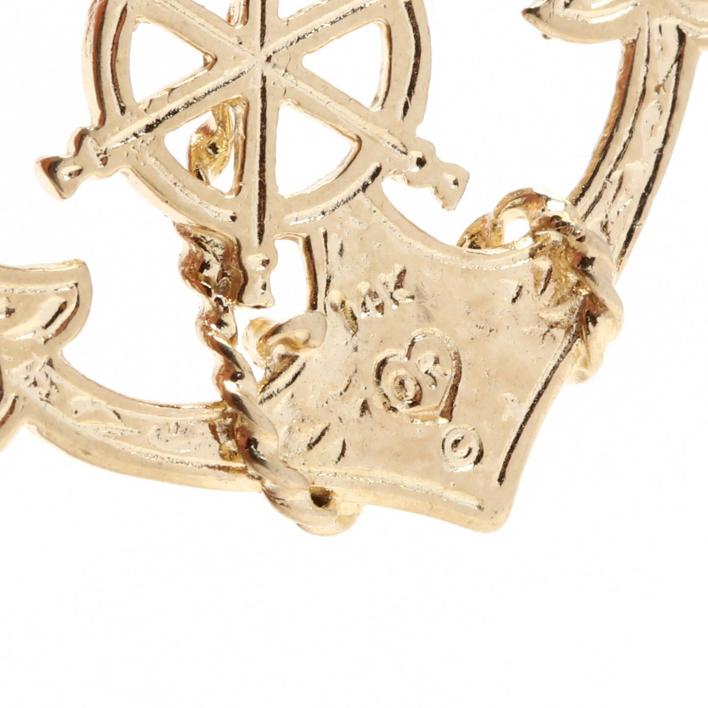 Women's or Men's 14 Karat Yellow Gold Anchor Charm / Pendant