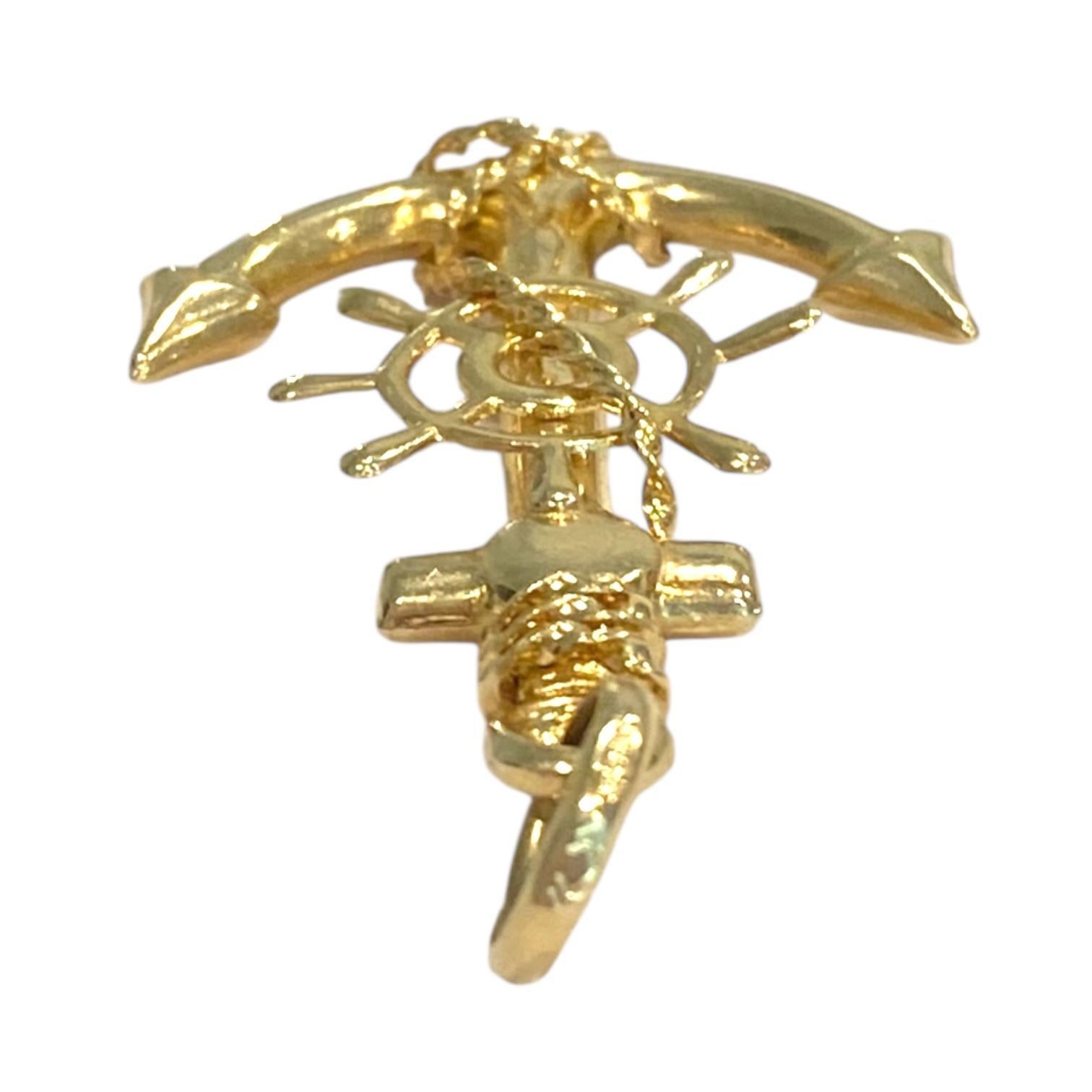 Colgante Ancla Oro Amarillo 14K Contemporáneo en venta