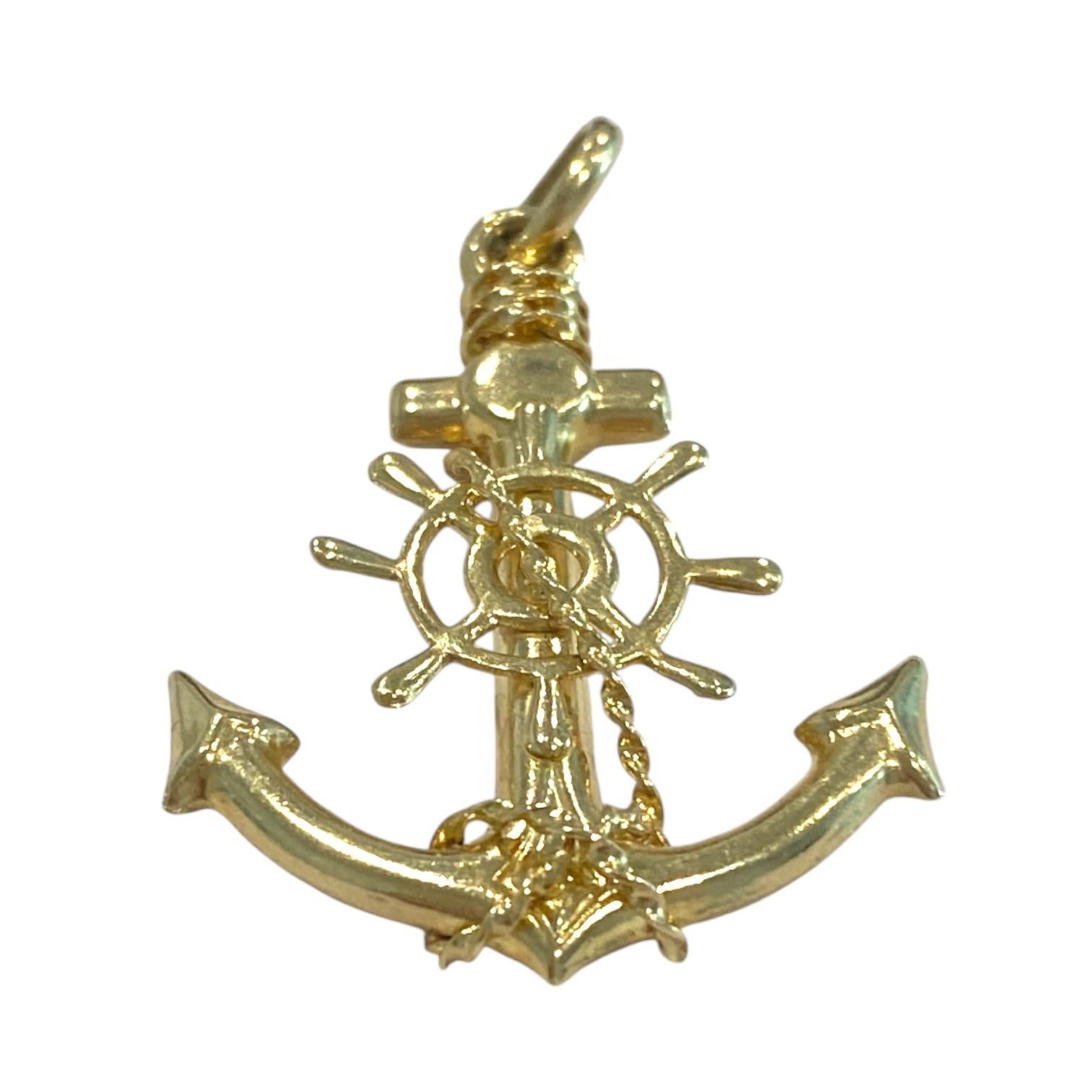 Femenino o masculino Colgante Ancla Oro Amarillo 14K en venta