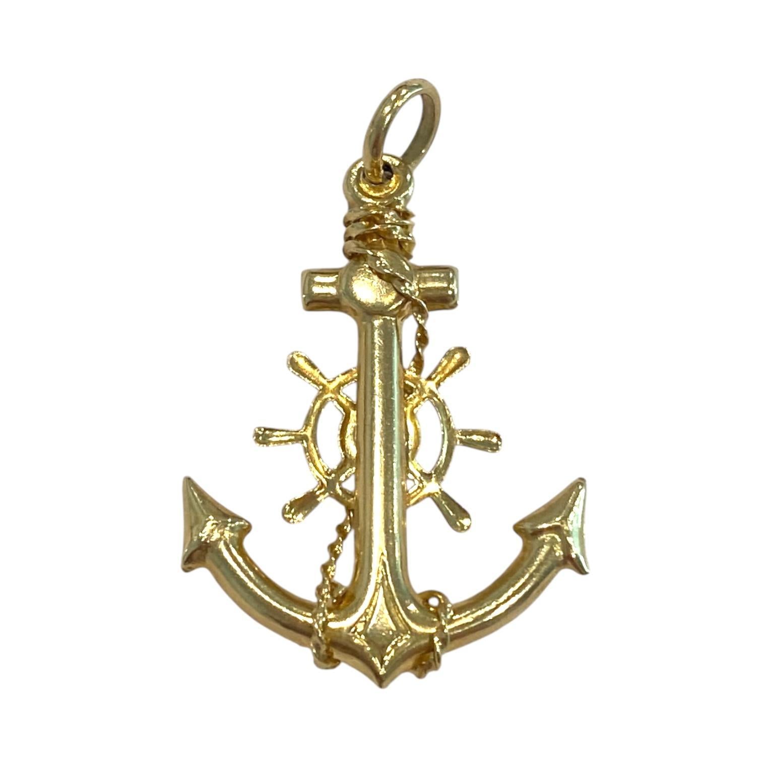 Colgante Ancla Oro Amarillo 14K en venta 1