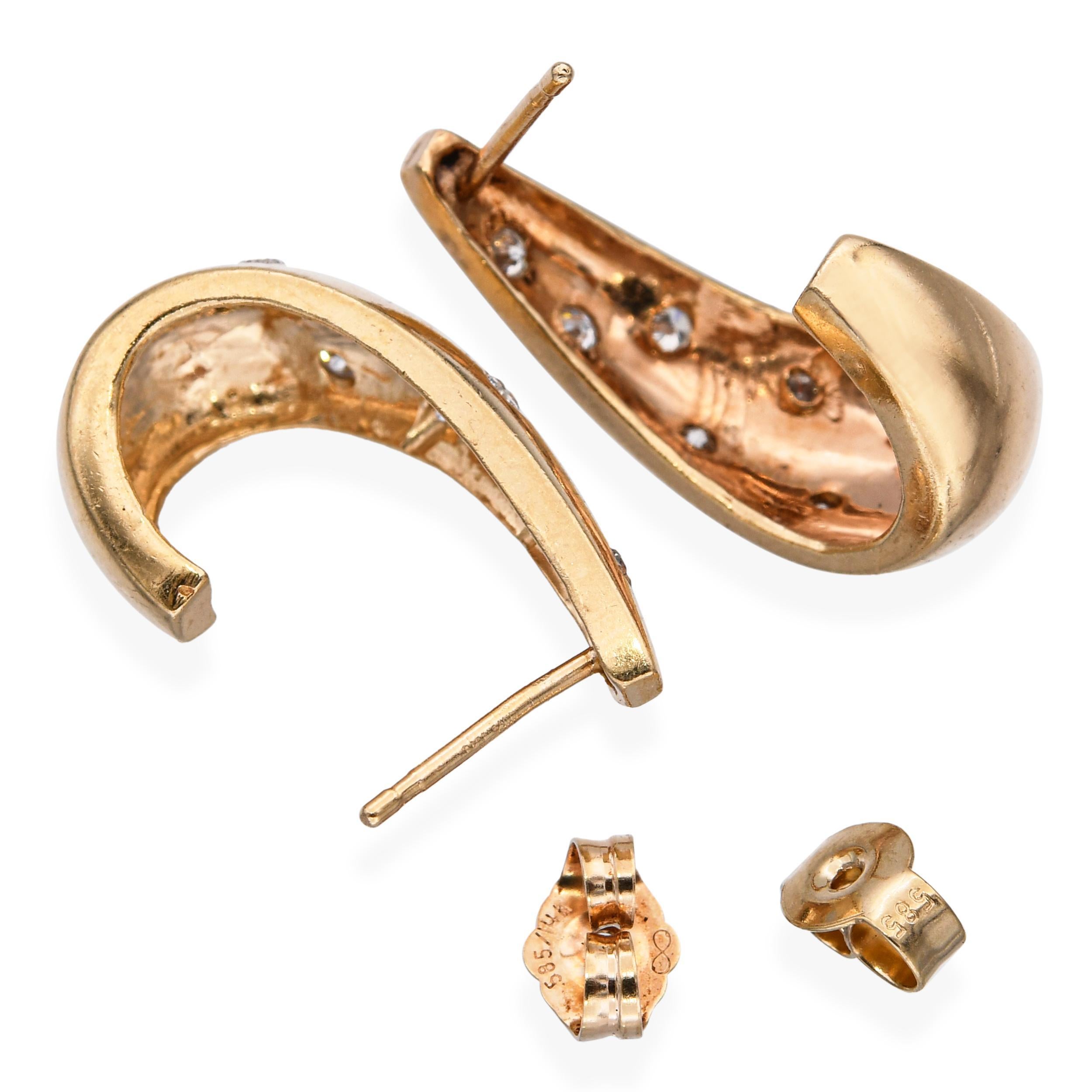 Boucles d'oreilles en or jaune 14k et diamant 0.40tcw Bon état - En vente à New York, NY