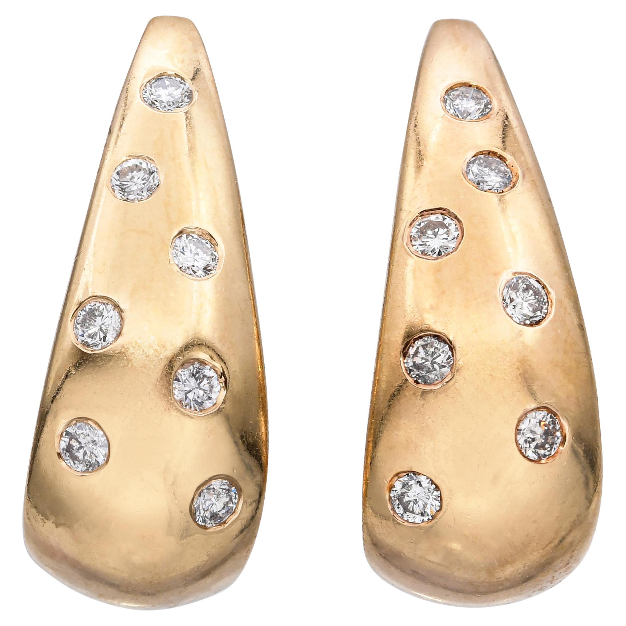 Boucles d'oreilles en or jaune 14k et diamant 0.40tcw en vente