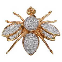 14k Yellow Gold and 0.42tcw Diamond Bumblebee Brooch Pendant
