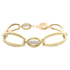 14k Yellow Gold and 0.50ct Diamond Solid Fancy Link Bracelet 6.75"