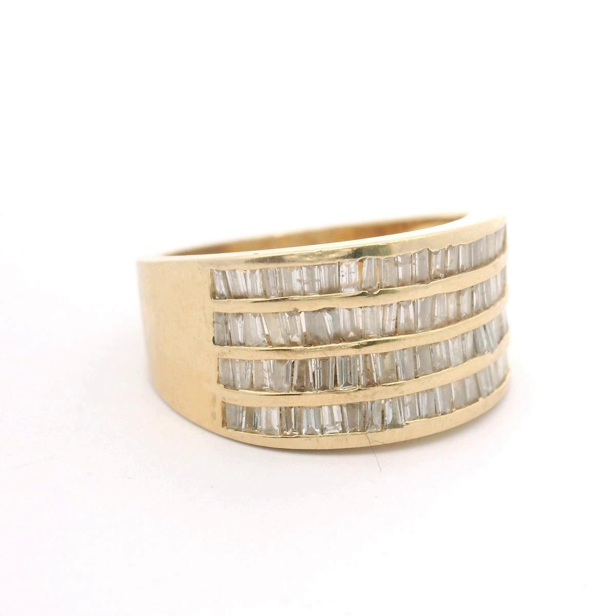 Baguette Cut 14k Yellow Gold and 0.75ct Diamond Graduated Band Ring Size 6.5