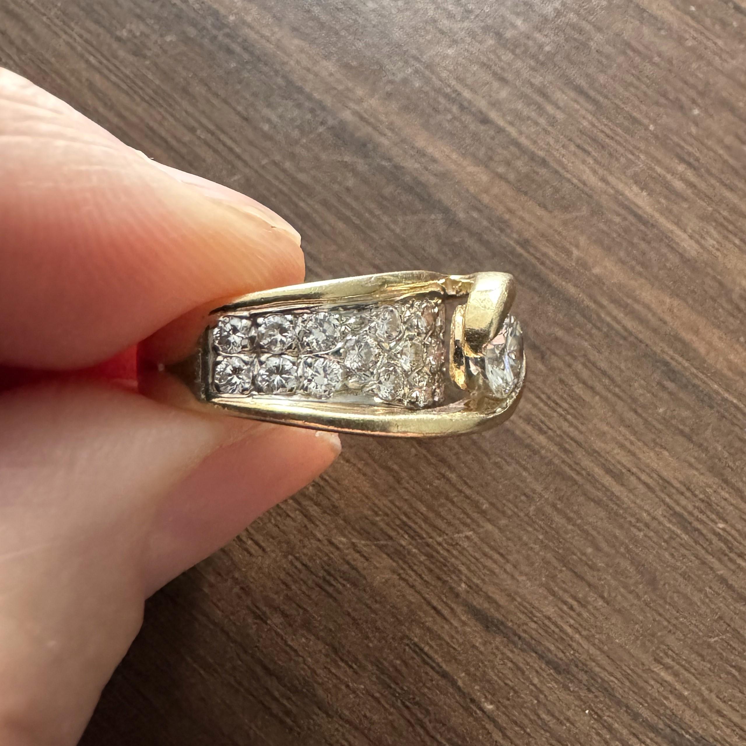 14k Gelbgold und 1,7cttw natürlicher Diamant Damenring Größe 7 (Rundschliff)