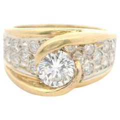 14k Gelbgold und 1,7cttw natürlicher Diamant Damenring Größe 7