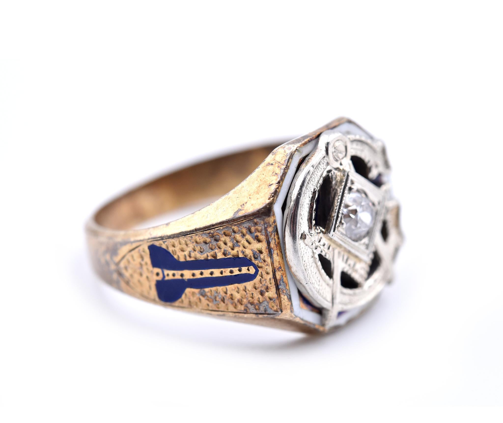 14k gold masonic ring with diamond