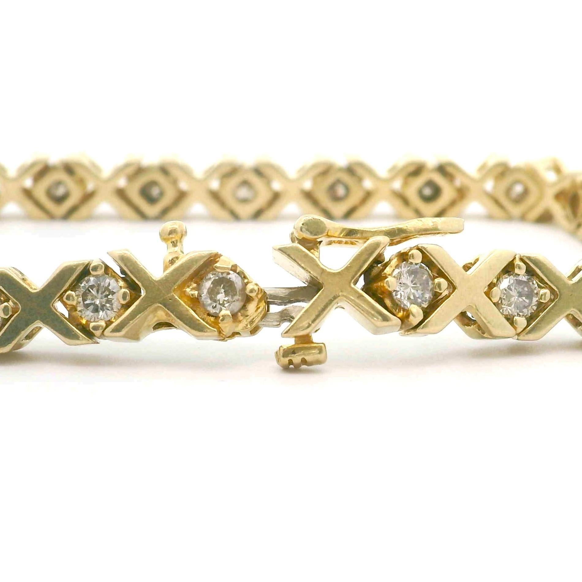 14k Yellow Gold and 2.5cttw Natural Diamond 25.6g Vintage X Link Bracelet 7.25