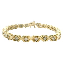 14k Yellow Gold and 2.5cttw Natural Diamond 25.6g Vintage X Link Bracelet 7.25"