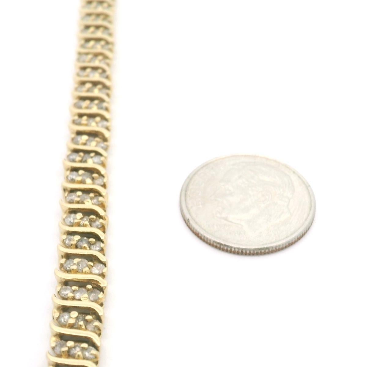 14k Yellow Gold and 3.5cttw Diamond 17.4g Vintage S Link Tennis Bracelet 7.5
