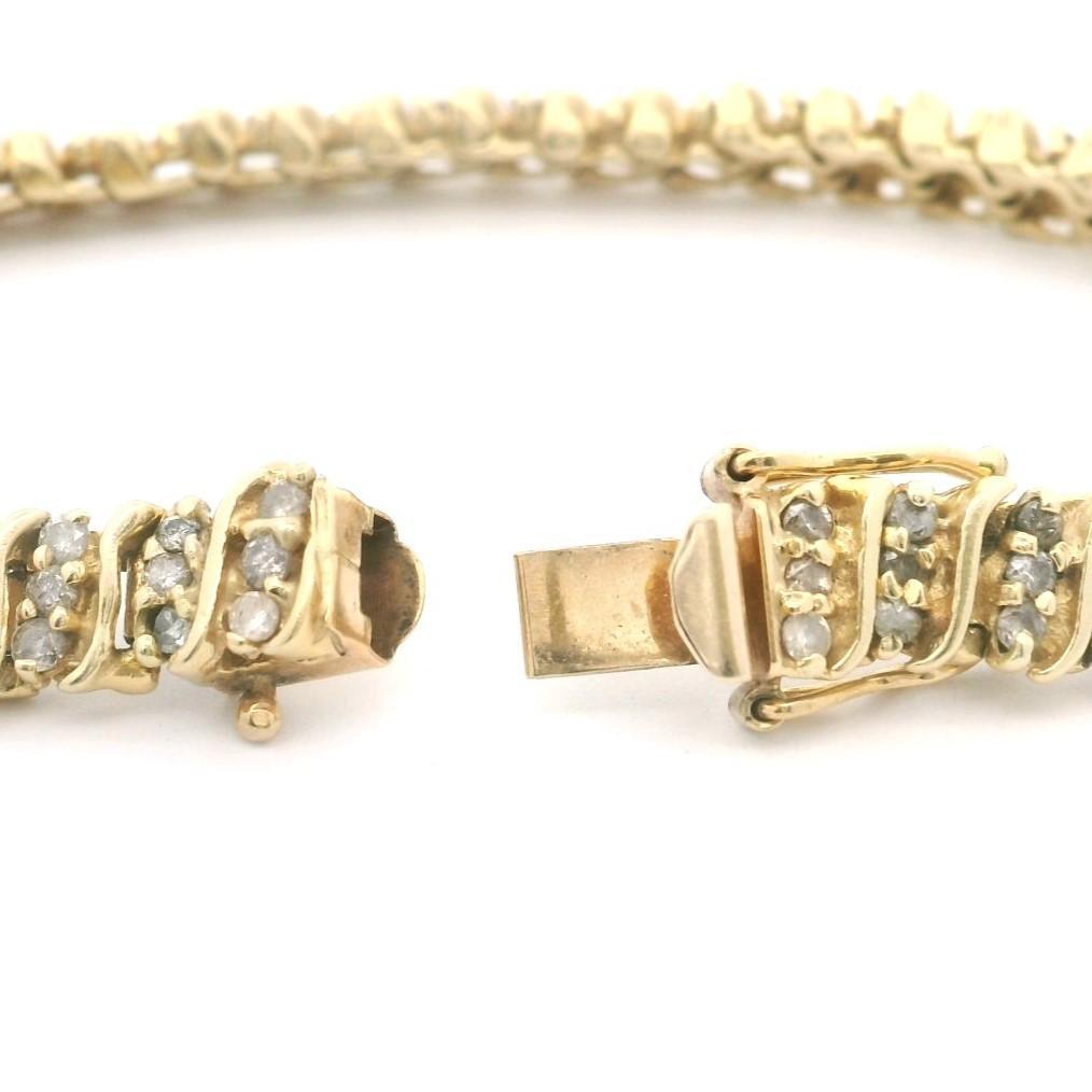 Women's 14k Yellow Gold and 3.5cttw Diamond 17.4g Vintage S Link Tennis Bracelet 7.5