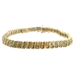 Bracciale da tennis vintage A Link in oro giallo 14k e diamanti 3,5cttw 17,4 g