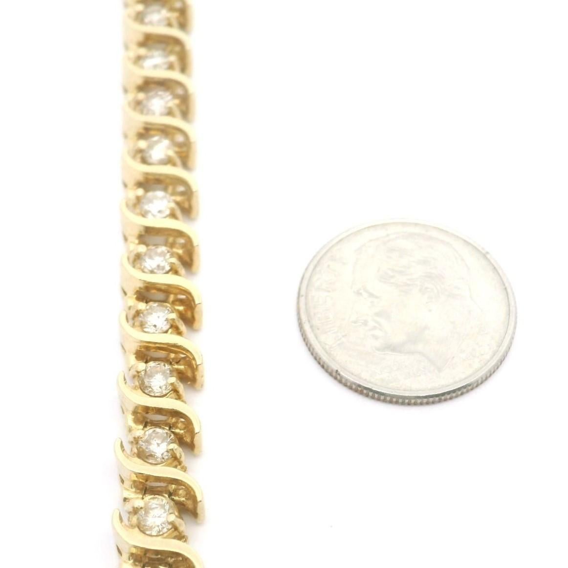 14k Gelbgold und 3cttw natürlicher Diamant S-Glieder-Tennisarmband 7