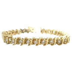 Bracciale Tennis A Link in oro giallo 14k e diamanti naturali 3cttw 7"