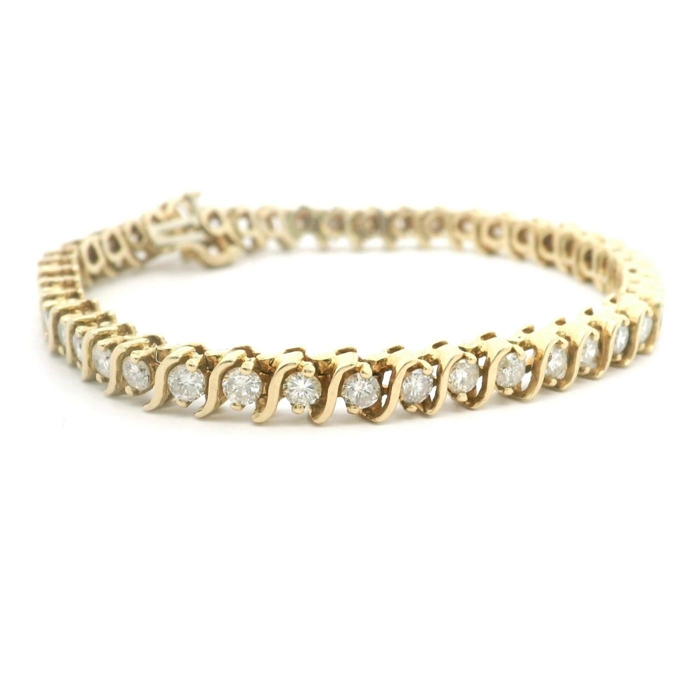 14k Yellow Gold and 4.5cttw Diamond Vintage S Link Tennis Bracelet 7