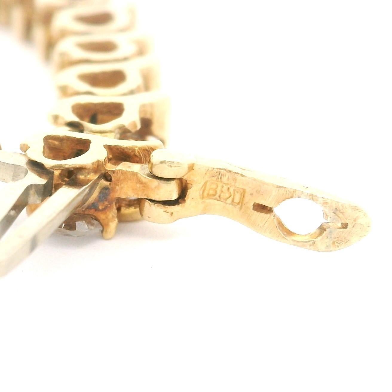 14k Yellow Gold and 4.5cttw Diamond Vintage S Link Tennis Bracelet 7