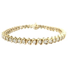 14k Yellow Gold and 4.5cttw Diamond Vintage S Link Tennis Bracelet 7" (bracelet de tennis)
