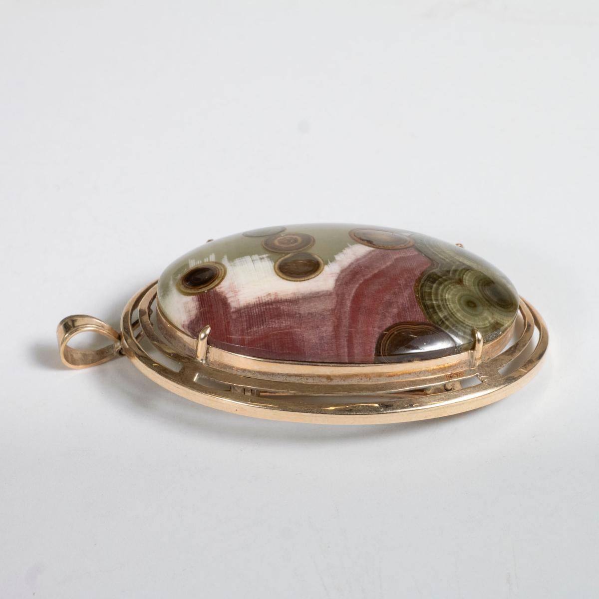 14K Yellow Gold and Agate Ladies' Ring and Brooch Set For Sale 6