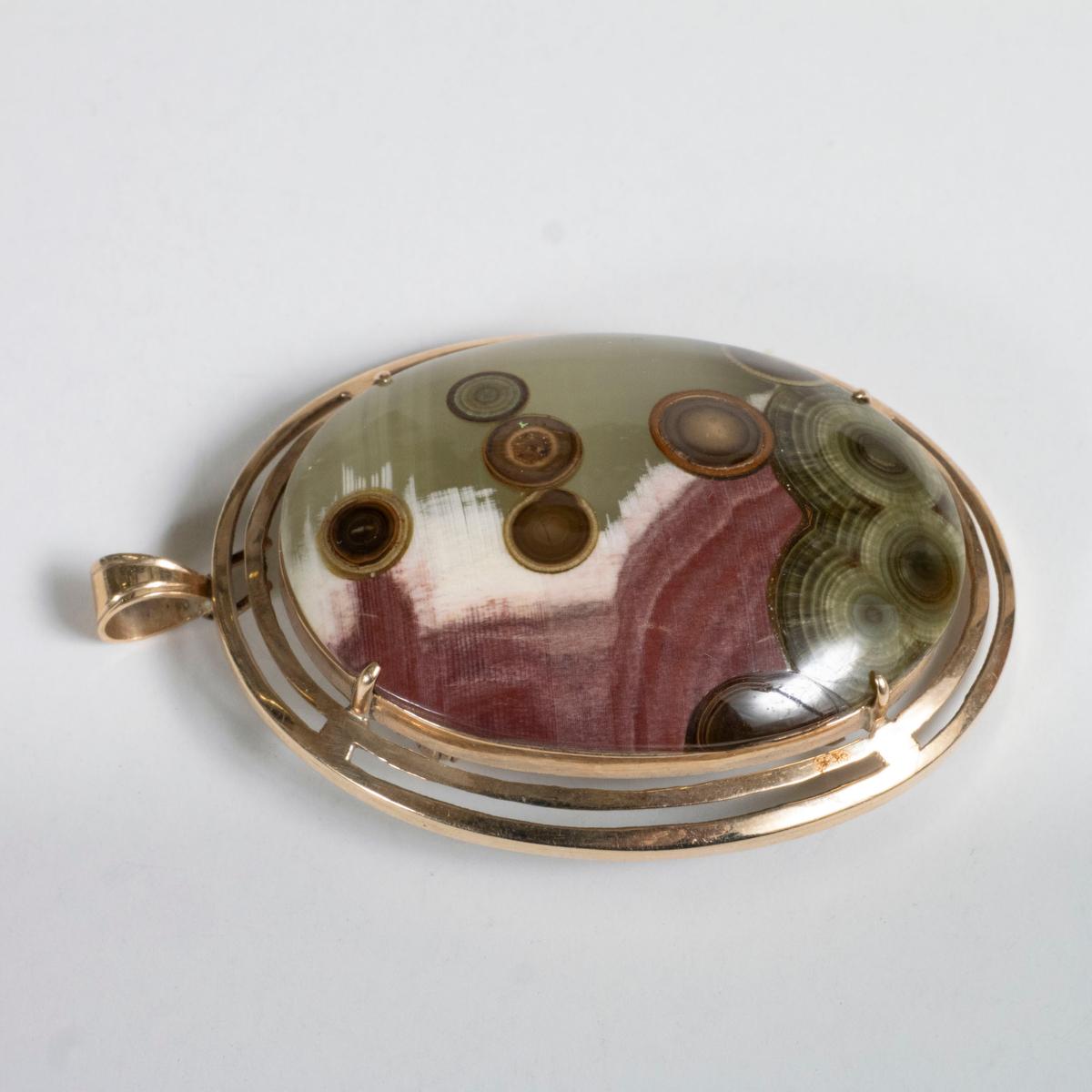 14K Yellow Gold and Agate Ladies' Ring and Brooch Set For Sale 7