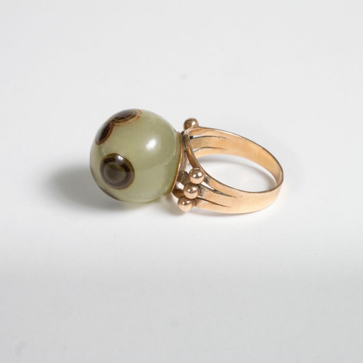 14K Yellow Gold and Agate Ladies' Ring and Brooch Set For Sale 9