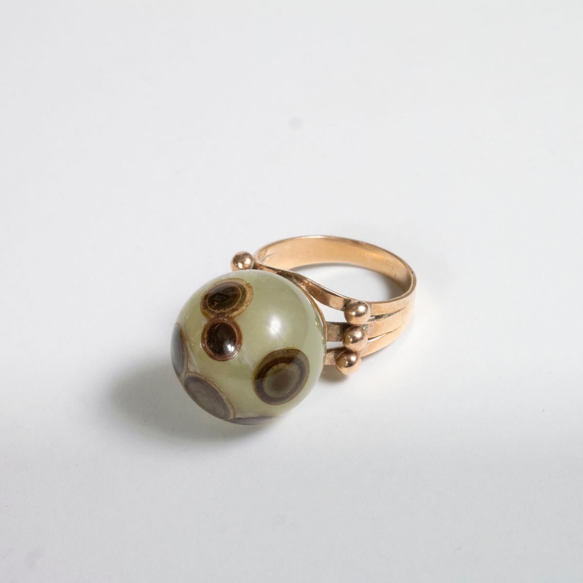 14K Yellow Gold and Agate Ladies' Ring and Brooch Set For Sale 10