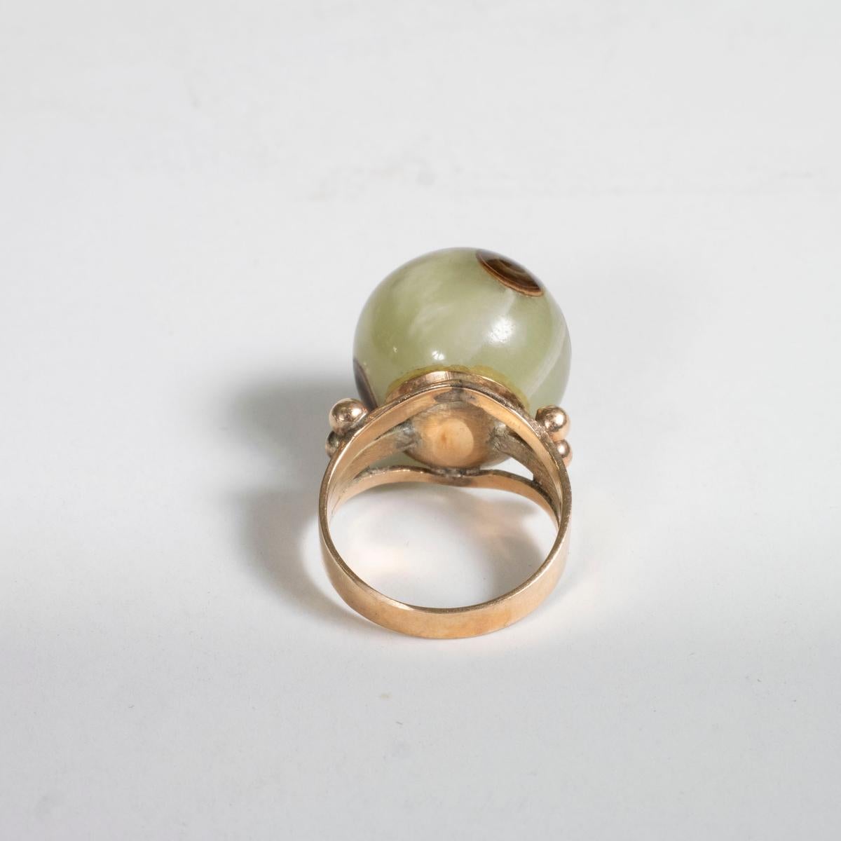 14K Yellow Gold and Agate Ladies' Ring and Brooch Set For Sale 11