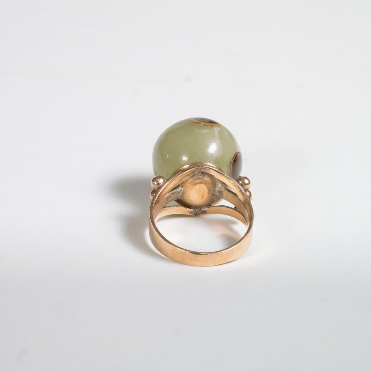 14K Yellow Gold and Agate Ladies' Ring and Brooch Set For Sale 2