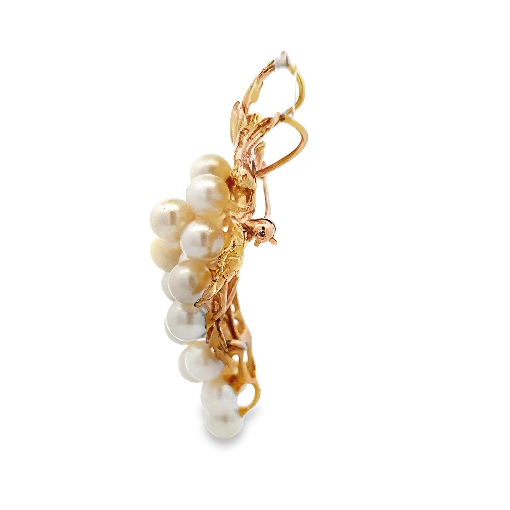 Donna Spilla/pendente in oro giallo 14k e perle Akoya da 5 mm a grappolo in vendita