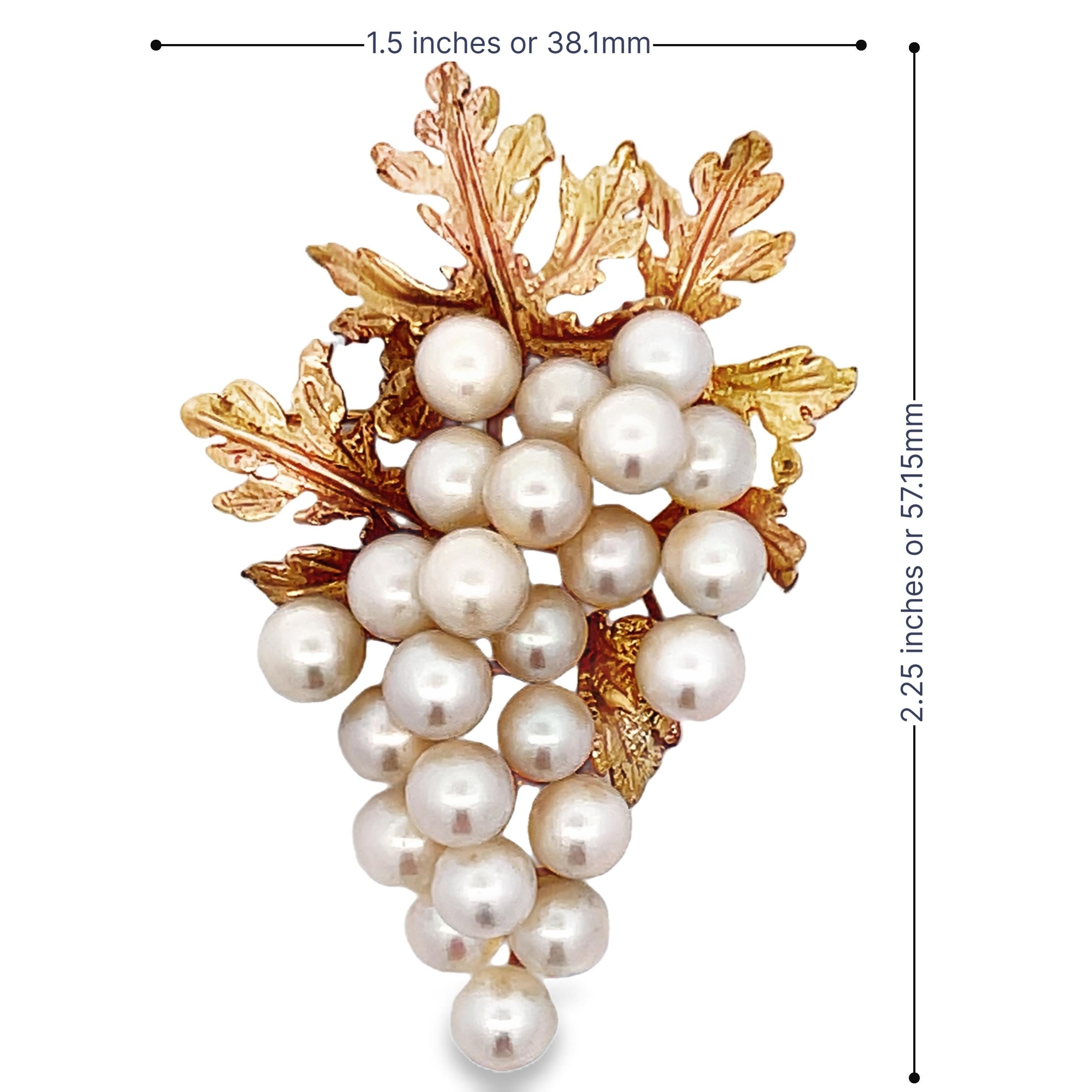 Spilla/pendente in oro giallo 14k e perle Akoya da 5 mm a grappolo in vendita 4