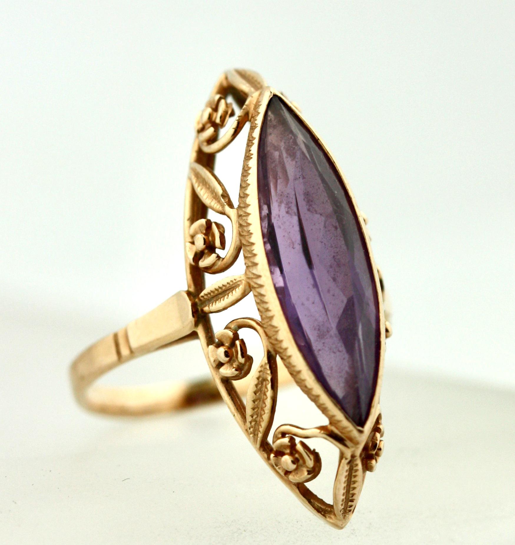 14k yellow gold amethyst ring