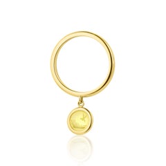14k Yellow Gold and Antique Intaglio Seal Charm Ring