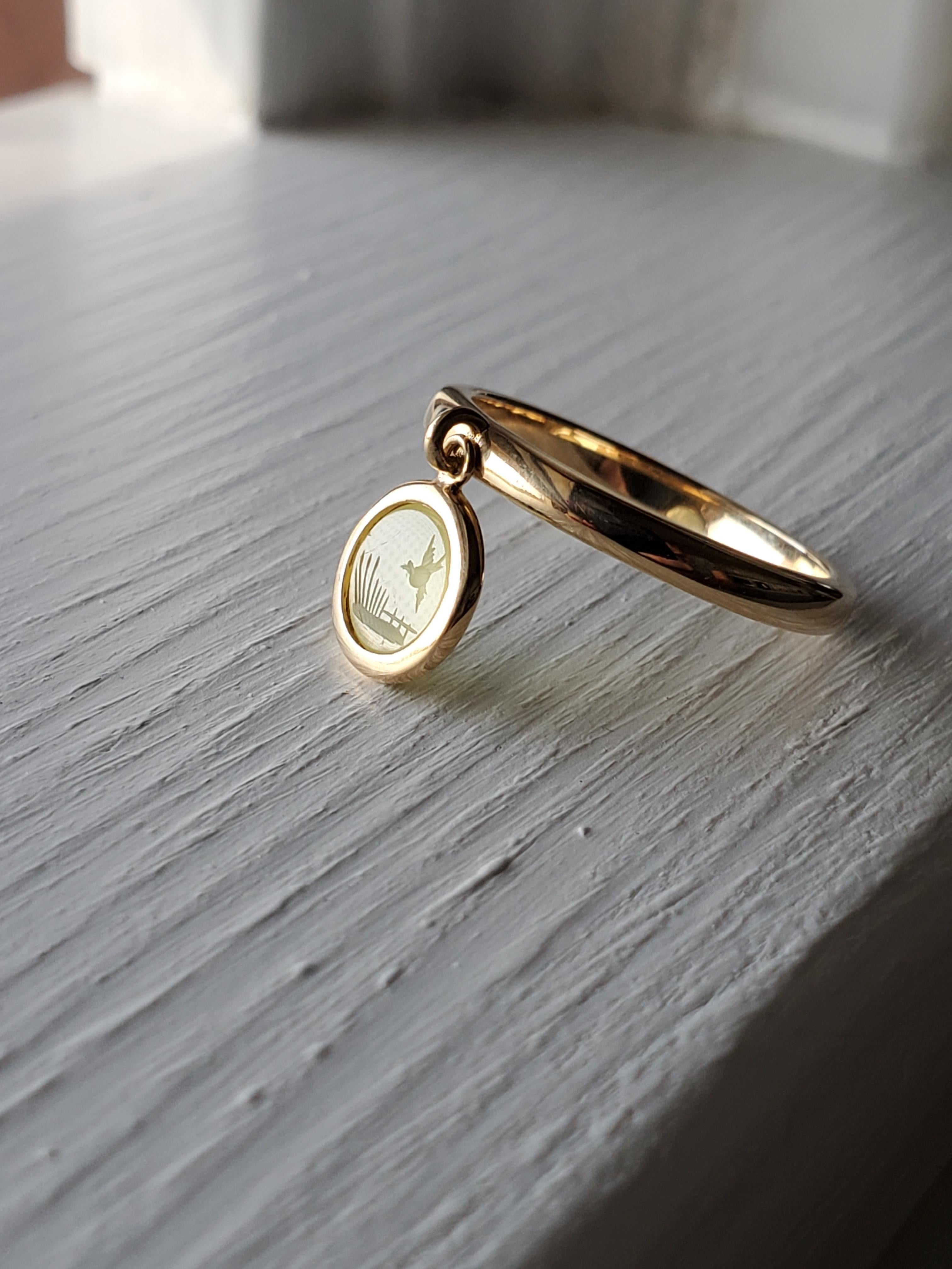 da uomo o donna Anello Charme Antiques e oro giallo 14k con sigillo in vendita