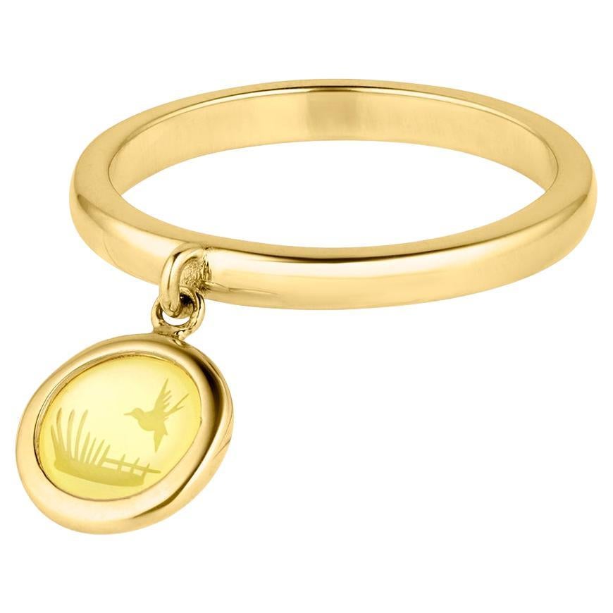 Anello Charme Antiques e oro giallo 14k con sigillo in vendita