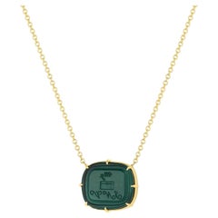 Collana con sigillo "Missing You" in oro giallo 14K e calcografia antica