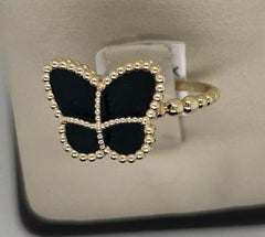 14K Yellow Gold and Black Onyx Butterfly Ring