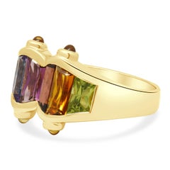 14K Yellow Gold and Channel Set Multi-Color Gemstone Ring