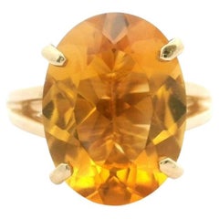 Anello solitario in oro giallo 14k e citrino misura 7,5