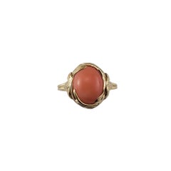 Anello in oro giallo 14K e corallo misura 8,75 #20222