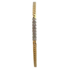 14k Yellow Gold and Diamond 4.8g Ladies Herringbone Link Bracelet 7"