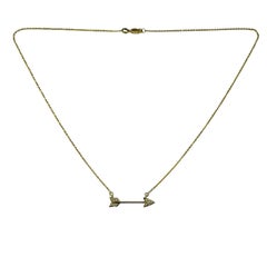 14K Yellow Gold and Diamond Arrow Necklace #23190