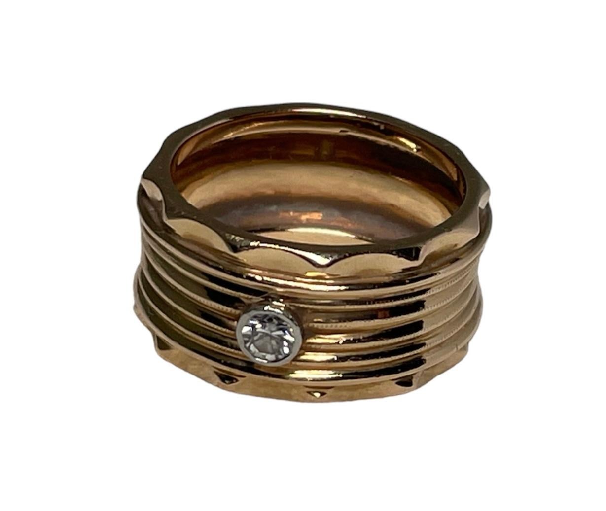  14K Yellow Gold And Diamond Band Ring For Sale 10