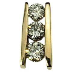 Ciondolo a barra in oro giallo 14K e diamanti #23032