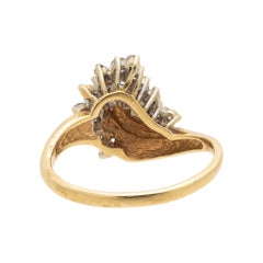 14K Yellow Gold and Diamond Cluster Cocktail Ring