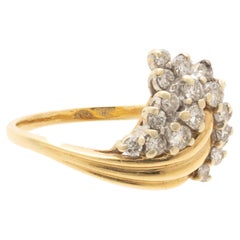 14K Yellow Gold and Diamond Cluster Cocktail Ring